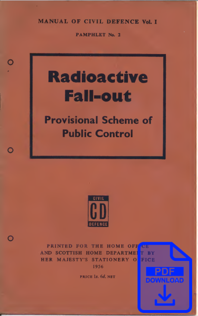 Manual of Civil Defence Vol. I Pamphlet No.2 Radioactive Fall-out
        Provisional Scheme of Public Control